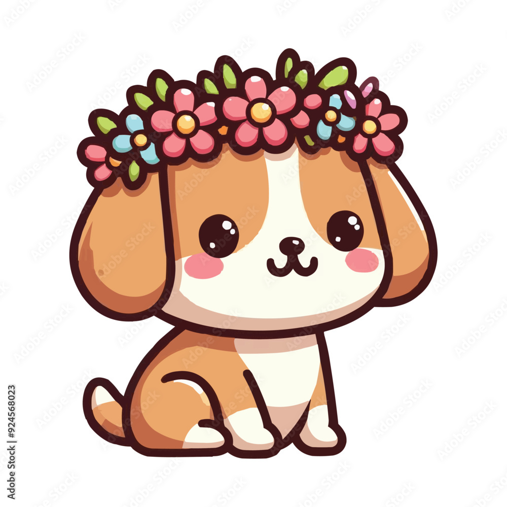 cute dog with flower crown cartoon vector icon illustration cute dog with flower crown cartoon vector icon illustration