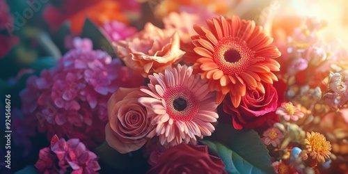 Vibrant Bouquet of Flowers in a Vase