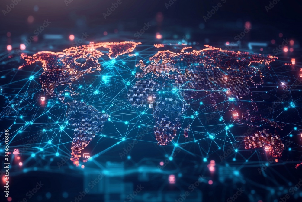 Global Digital Business Network Connection Illustration created with Generative AI Global Digital Business Network Connection Illustration created with Generative AI