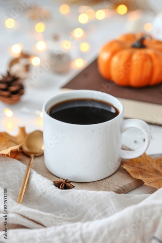 Cozy Autumn Coffee With Warm Colors and Seasonal Decor