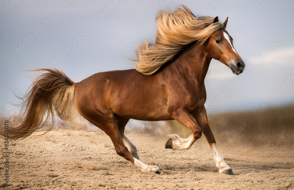 Horse long mane run portrait Horse long mane run portrait