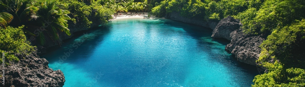 Secluded Tropical Lagoon with Crystal Clear Water Secluded Tropical Lagoon with Crystal Clear Water