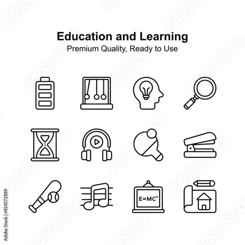 Education and learning icons isolated on white backgroun