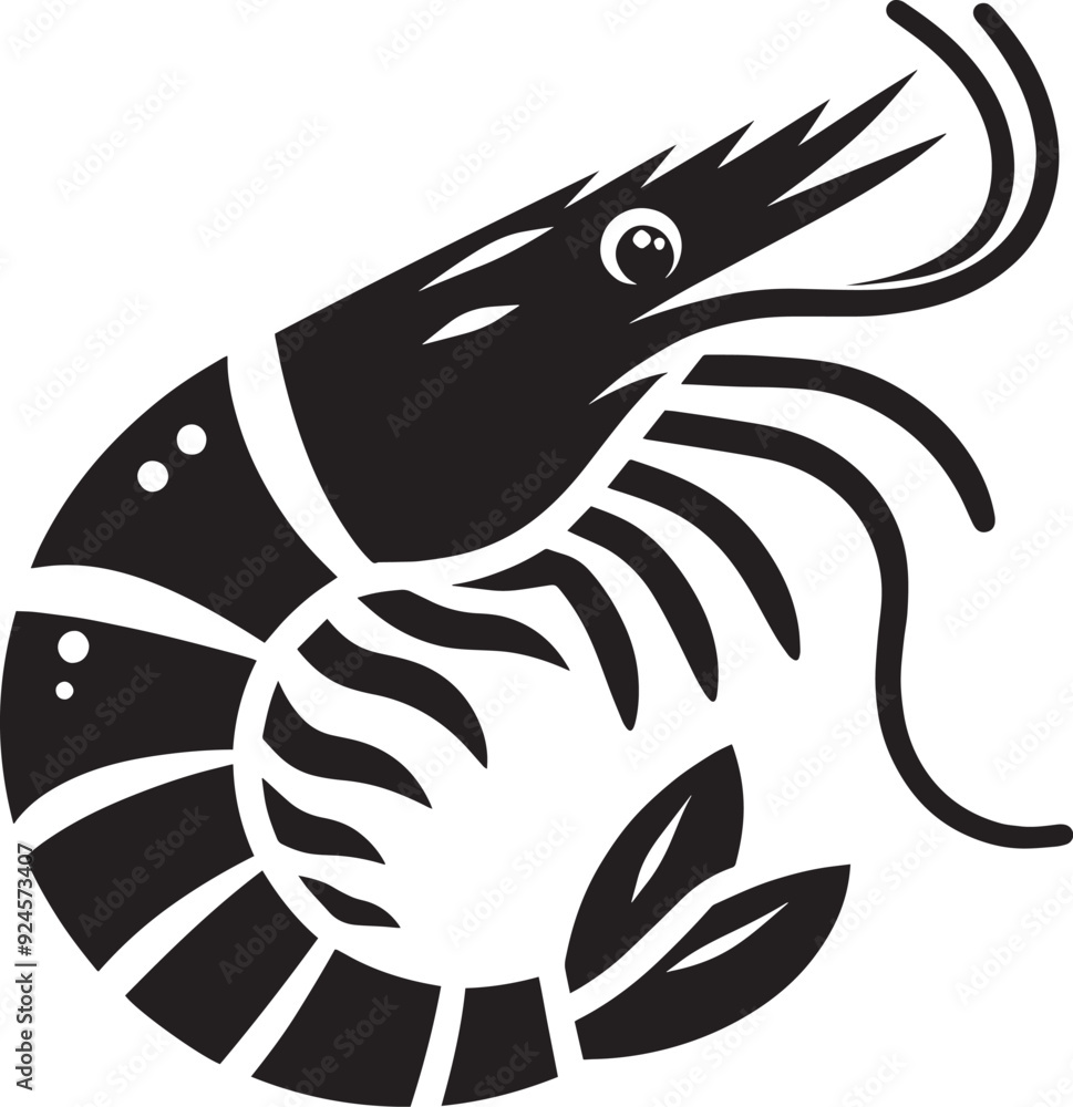 Shrimp Silhouette isolated on white background Minimalist crayfish vector shape Shrimp Silhouette isolated on white background Minimalist crayfish vector shape