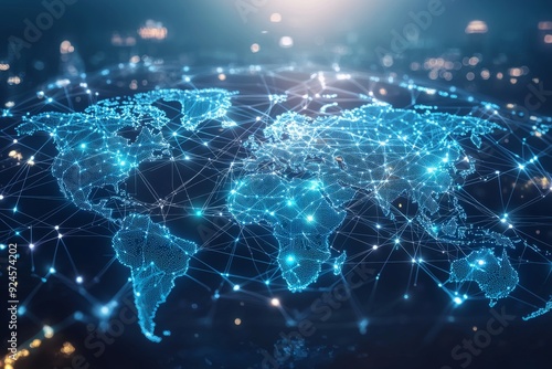 Global Digital Business Network Connection Illustration created with Generative AI