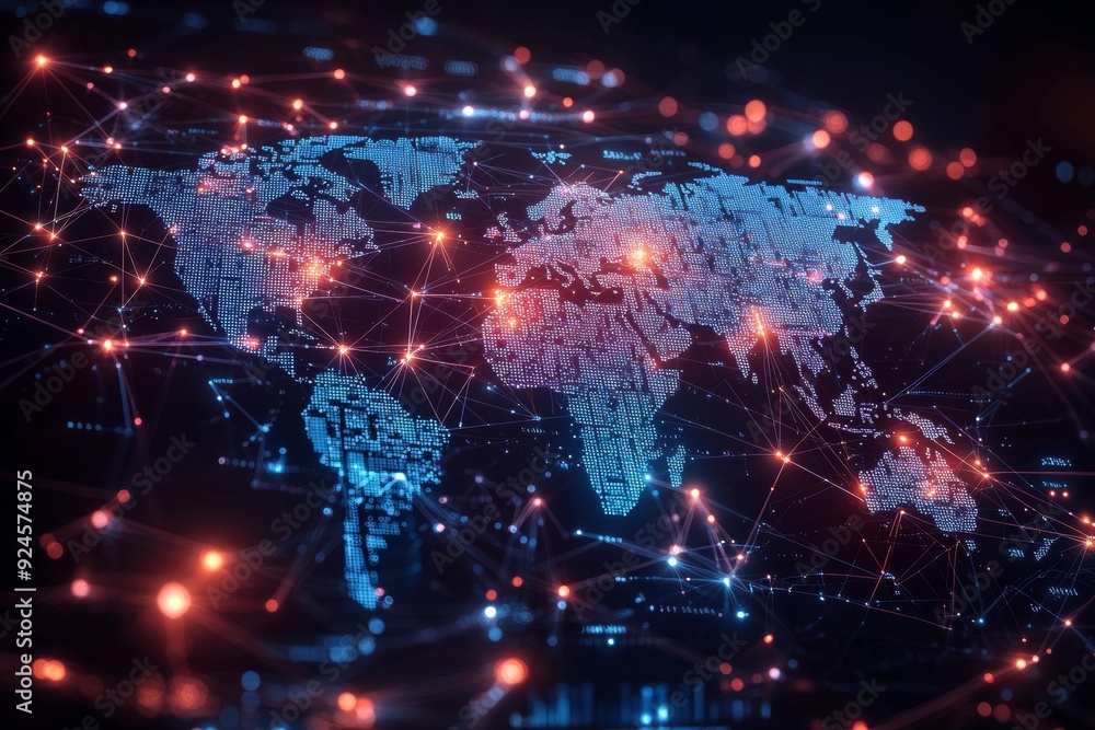 Global Digital Business Network Connection Illustration created with Generative AI Global Digital Business Network Connection Illustration created with Generative AI
