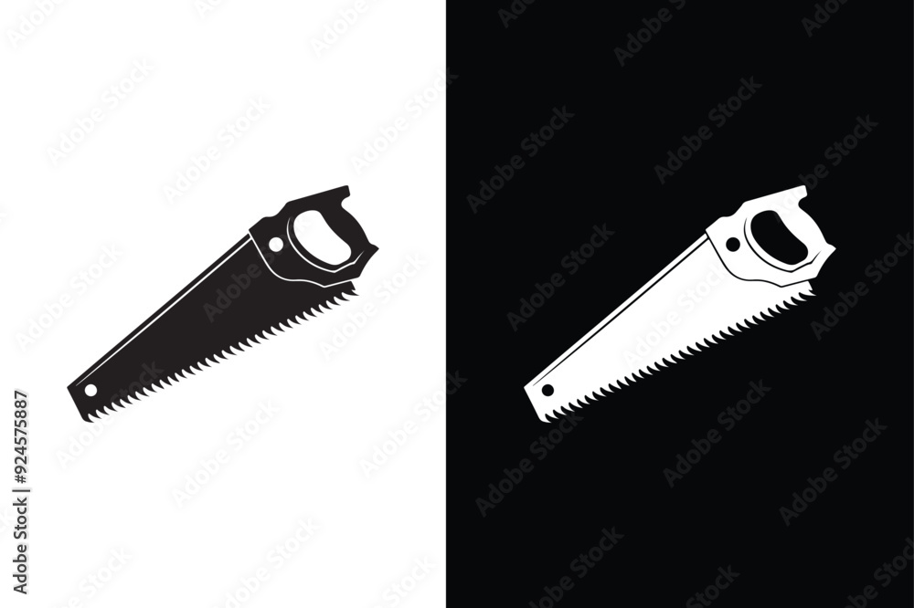 Hand saw vector icon silhouette. Hand saw icon vector illustration. Hand saw vector icon silhouette. Hand saw icon vector illustration.