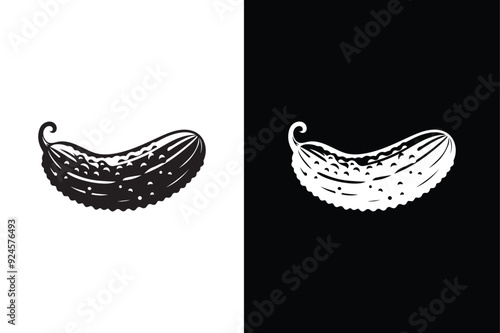 Cucumber icon silhouette vector illustration. Fresh cucumber icon on white black background.