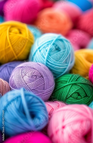 Colorful Yarn Balls in a Masterful Arrangement at Craft Supply Store