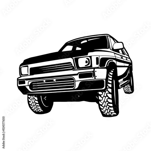 RAV4 1993 Muscle car - US Car - Classic Car, Stencil, Silhouette, Vector Clip Art for tshirt and emblem