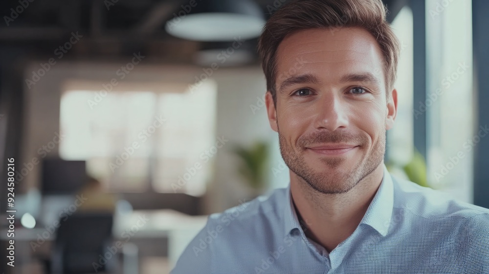 A Smiling Man in a Modern Office A Smiling Man in a Modern Office