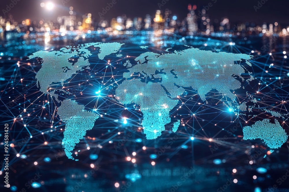 Global Digital Business Network Connection Illustration created with Generative AI Global Digital Business Network Connection Illustration created with Generative AI