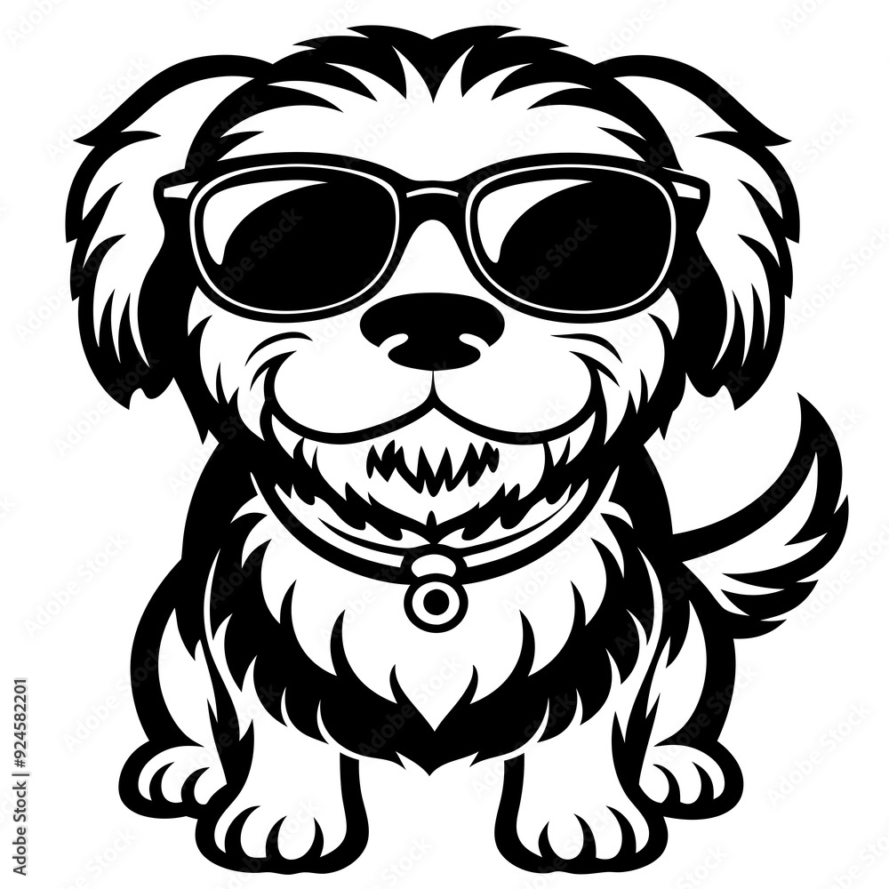 cute dog wearing sunglasses vector,dog silhouette cute dog wearing sunglasses vector,dog silhouette