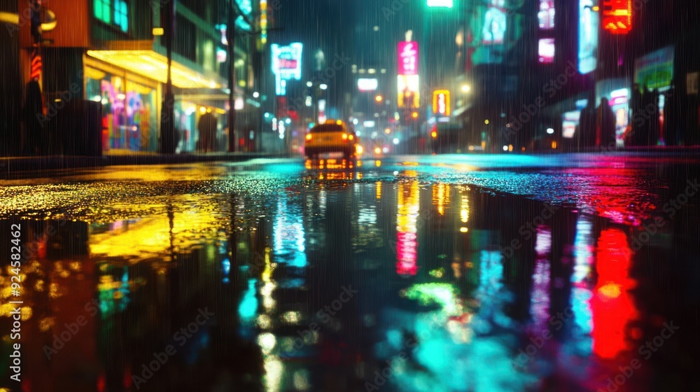 Neon Reflections in the Rain Neon Reflections in the Rain