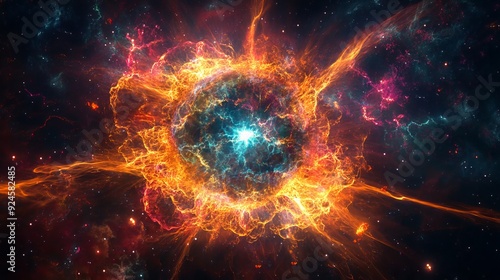 The vibrant and chaotic remnants of a supernova explosion  featuring glowing gases and rapidly expanding shockwaves