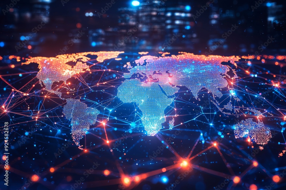 Global Digital Business Network Connection Illustration created with Generative AI Global Digital Business Network Connection Illustration created with Generative AI