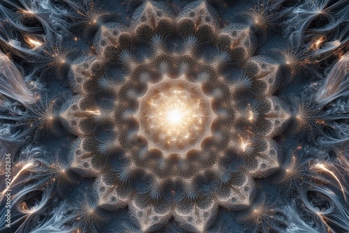 Wallpaper Mural Complex Fractal 3D Backdrop with Light Interaction and Abstract Pattern Design Torontodigital.ca