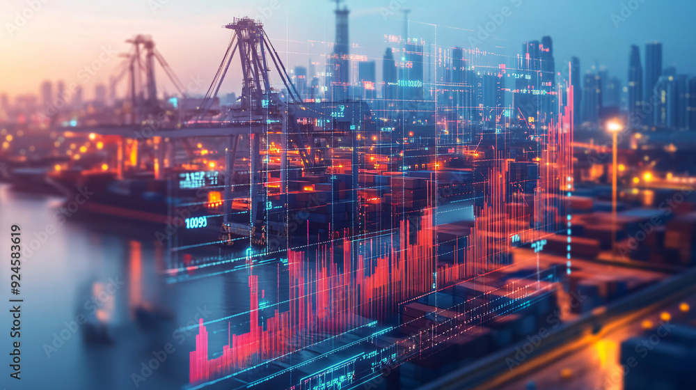 Fototapeta premium Global trade exchange dynamics in economics, analyzing capital flows1