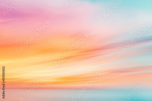 Abstract colorful sky collage capturing the essence of a serene sunrise with pastel oranges pinks and blues blending seamlessly into a tranquil horizon for a calming effect