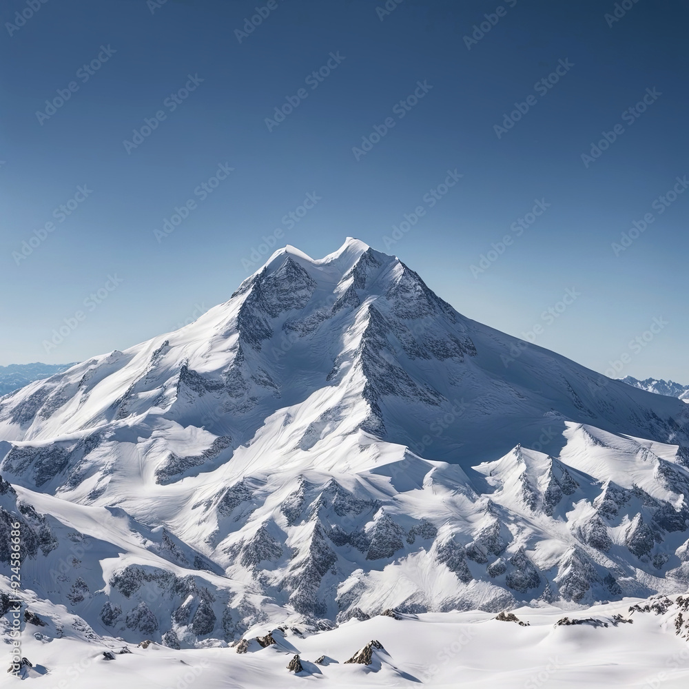 Breathtaking snow-capped mountain peak kissed by the pristine blue sky Breathtaking snow-capped mountain peak kissed by the pristine blue sky