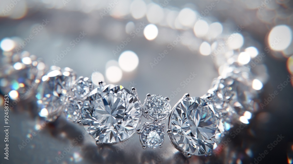 Close-up of a Sparkling Diamond Bracelet with Bokeh Background Close-up of a Sparkling Diamond Bracelet with Bokeh Background