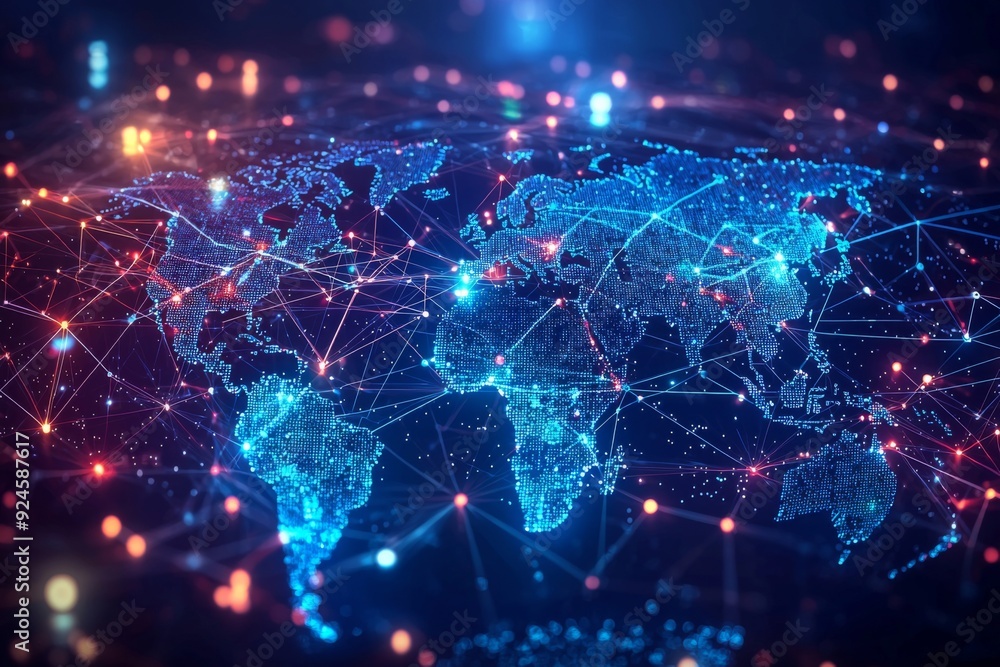 Global Digital Business Network Connection Illustration created with Generative AI Global Digital Business Network Connection Illustration created with Generative AI
