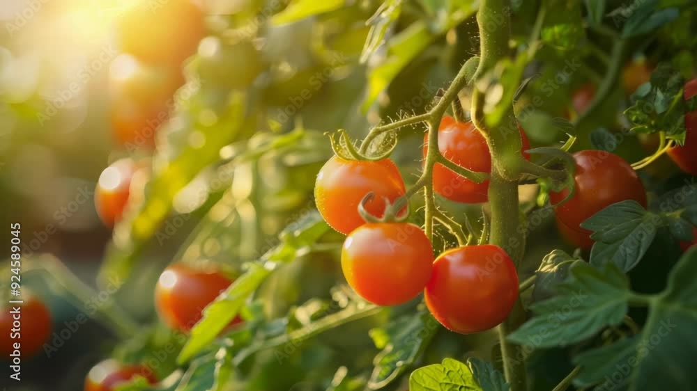 Cherry tomato in the garden, cherry tomato close-up Cherry tomato in the garden, cherry tomato close-up