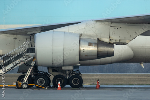 airplane at the airport engine details