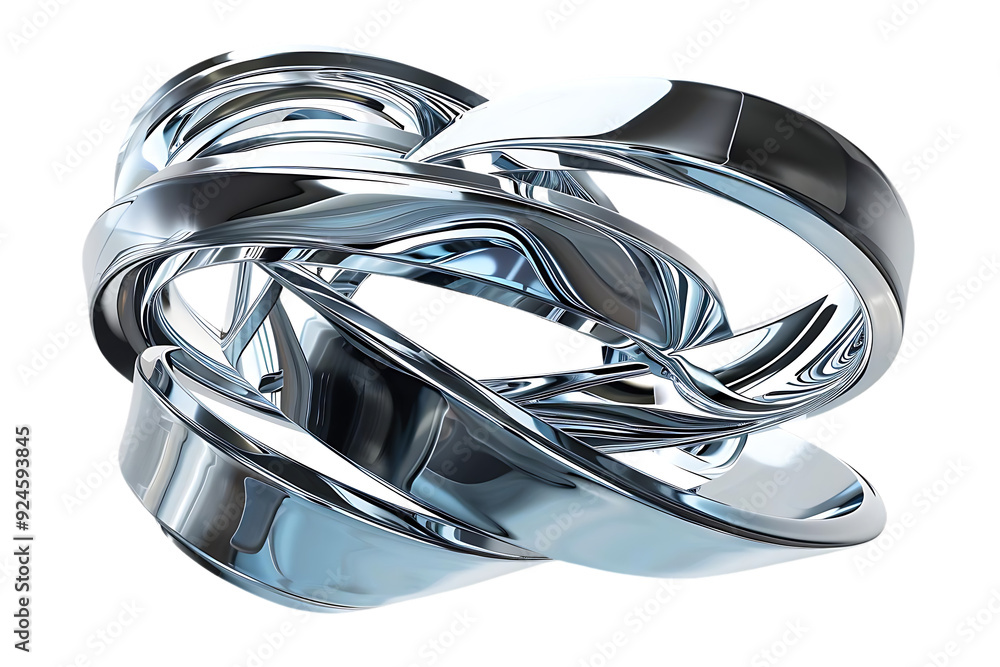 Abstract Chrome Rings Intertwined with a Transparent Background, Creating a Mesmerizing Visual Experience Abstract Chrome Rings Intertwined with a Transparent Background, Creating a Mesmerizing Visual Experience