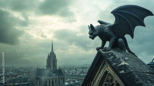 Obraz na płótnie A Gargoyle overlooking a Cityscape