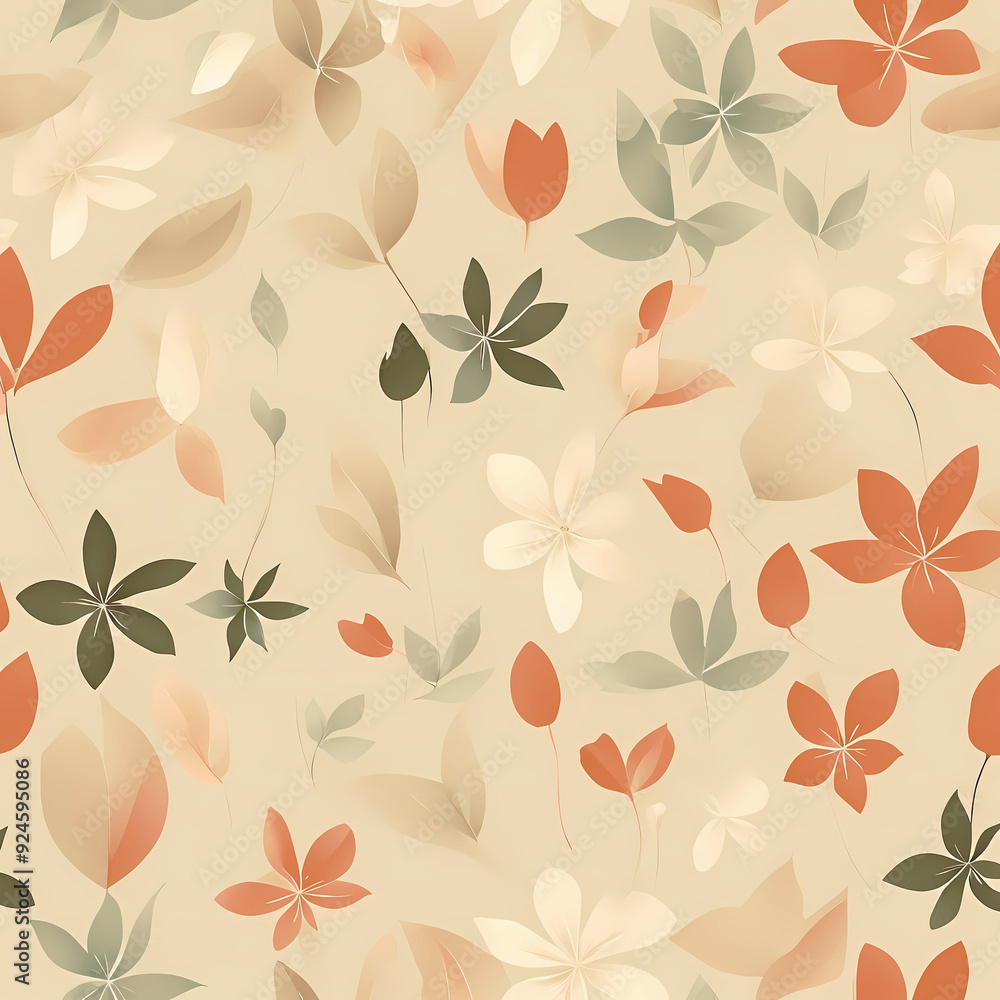 Soft Floral Pattern on Beige Background 부드러운 플로랄 패턴 베이지 배경 Soft Floral Pattern on Beige Background 부드러운 플로랄 패턴 베이지 배경