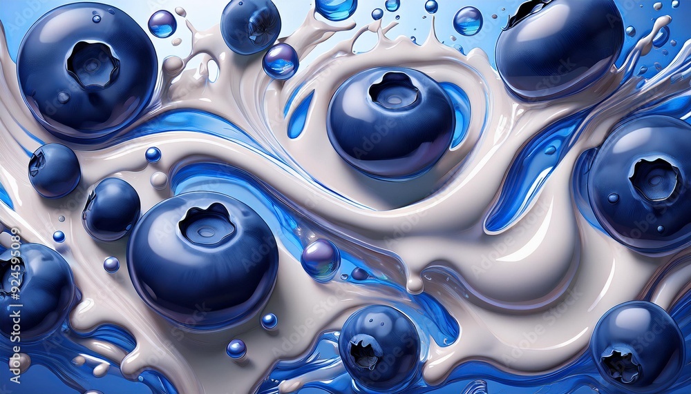 blueberry milk droplets illustration blueberry milk droplets illustration
