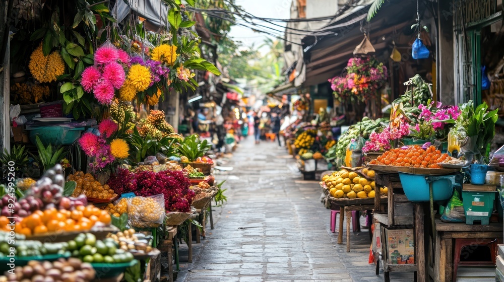 Vibrant Street Market in Southeast Asia Vibrant Street Market in Southeast Asia