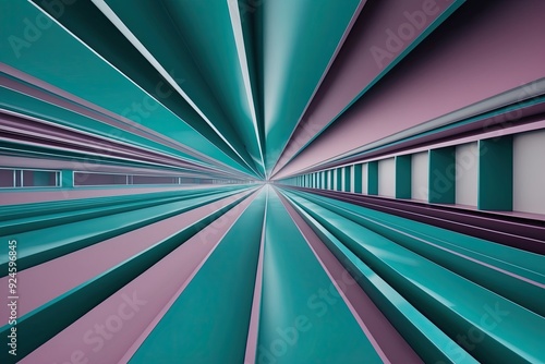 Wallpaper Mural Futuristic Three Dimensional Surreal Linear Designs in Teal and Mauve Torontodigital.ca