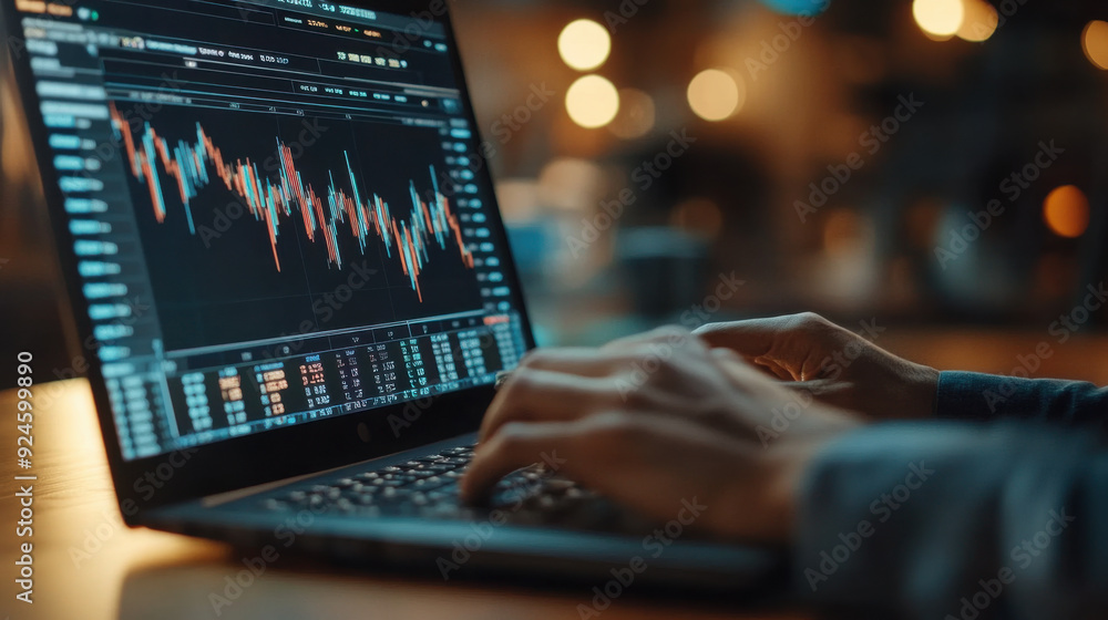 South Asian financial advisors working on a stock market plan, laptop screen showing South Asian financial advisors working on a stock market plan, laptop screen showing