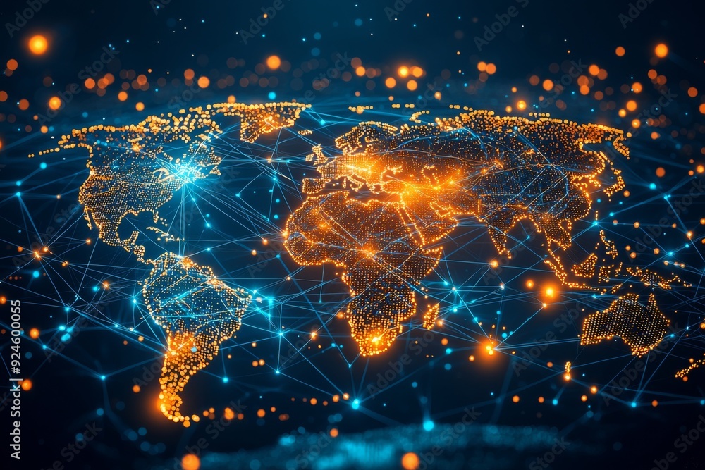 Global Digital Business Network Connection Illustration created with Generative AI