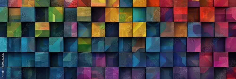 Colorful Wooden Block Wall