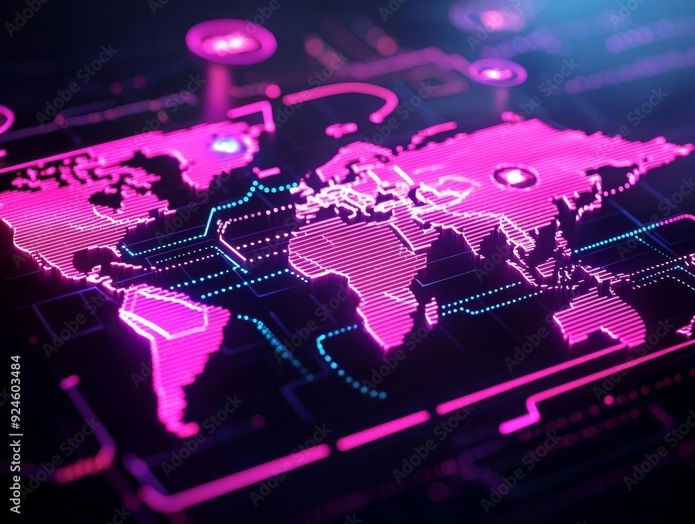 Naklejka premium Abstract representation of global e-commerce networks