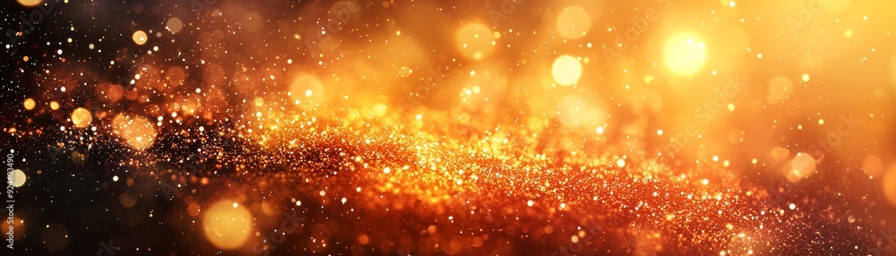Fototapeta premium A mesmerizing display of sparkling gold particles against a dark background, creating a magical and enchanting atmosphere.