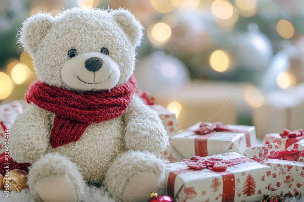 christmas teddy bear with gift box christmas teddy bear with gift box