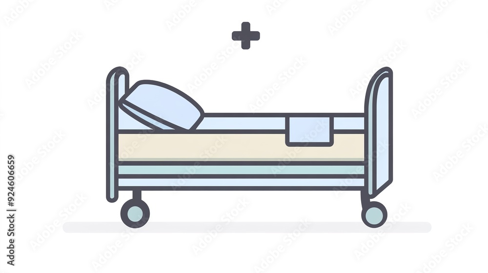 Hospital Bed Medical Icon Representing Healthcare and Patient Care Services Hospital Bed Medical Icon Representing Healthcare and Patient Care Services