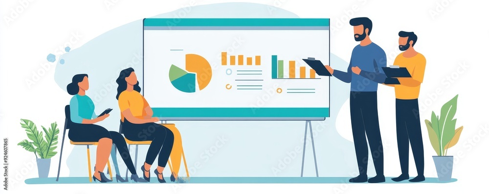 Manager Giving A Presentation To Staff, Generative AI Manager Giving A Presentation To Staff, Generative AI