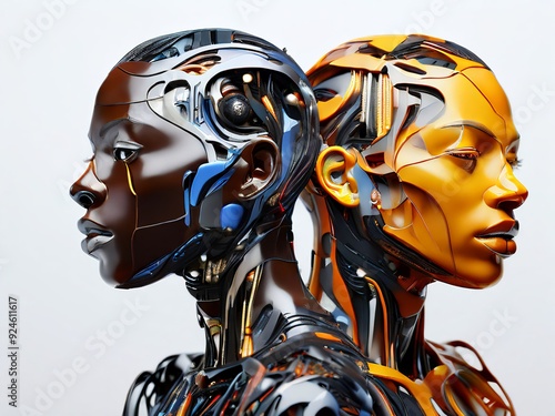 Human and robot, human, robot, ai, generative ai technology, advanced ai technology, robot human, photo