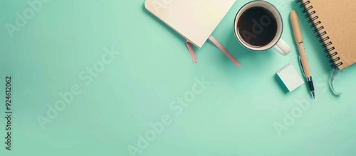 Minimalist Workspace with Coffee, Notebook and Pen