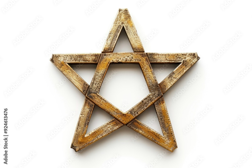 A wooden star hangs on a wall with a simple and rustic design A wooden star hangs on a wall with a simple and rustic design
