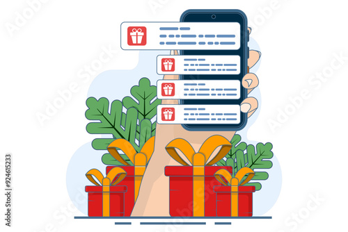 E-commerce loyalty program concept with gift rewards, discounts or points. Customer retention in online shopping. Perfect for digital, ecommerce and visual marketing. customer engagement. flat vector.