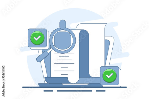Recruitment job concept. Online job interview, HR Manager looking for potential job candidates and analyzing CV, applying for job positions, job recruitment process. Flat vector illustration.