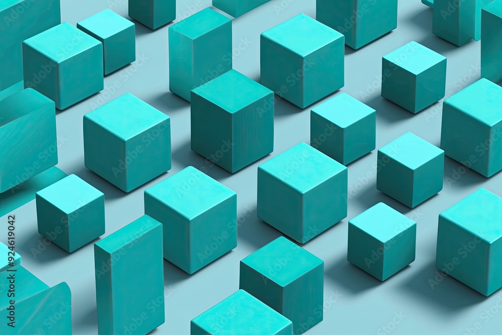 Modern Abstract Environment with Seamless Bright Cyan Cubes and Design Vectors Modern Abstract Environment with Seamless Bright Cyan Cubes and Design Vectors