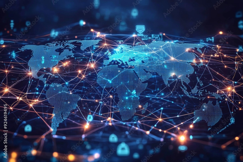 Global Digital Business Network Connection Illustration created with Generative AI
