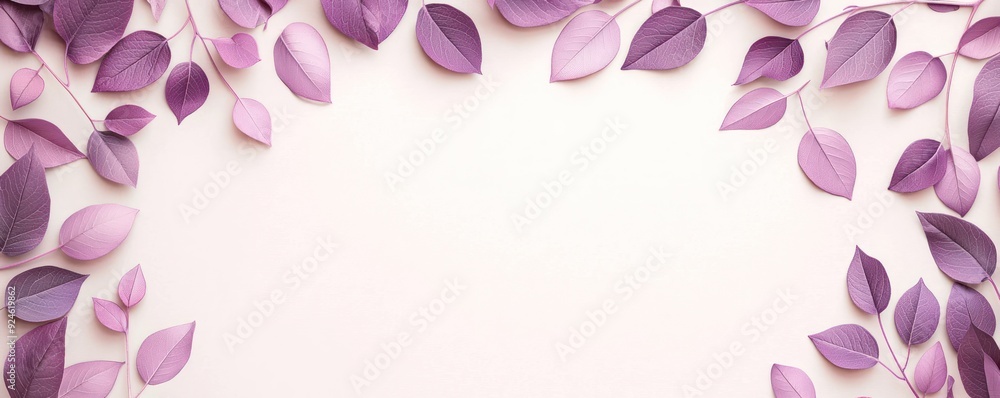 Fototapeta premium Tranquil Lavender Leaves in Monotone on Soft Pastel Beige Background, Generative Ai